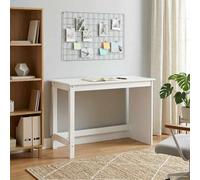 Kaloriko Bureau Blanc en Bois de pin Massif 112 x 50 x 75 cm avec Finition Mate, Design rectangulaire Pratique pour télétravail, étude, Chambre ou Salon