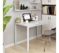 Kaloriko Bureau d'ordinateur blanc en bois avec structure en métal revêtu par pulvérisation - 110 x 60 x 73 cm - Bureau PC stable pour bureau, bureau à domicile, jeux et ordinateur portable