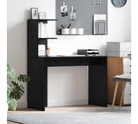Kaloriko Bureau en Bois d'ingénierie chêne Noir 102 x 50 x 124 cm avec étagère intégrée, Table secrétaire pour Ordinateur, Rangement Pratique pour télétravail étudiant et Bureau à Domicile