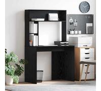 Kaloriko Bureau en Bois d'ingénierie chêne Noir 91 x 50 x 149 cm avec étagères, Table secrétaire compacte pour télétravail, étude, Salon, Rangement Pratique, Support Ordinateur