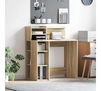 Kaloriko Bureau en Bois d'ingénierie chêne Sonoma 90 x 48 x 101,5 cm avec 4 étagères, Table de Travail rectangulaire pour télétravail, étude, Rangement, Chambre et Salon