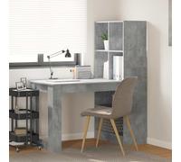 Kaloriko Bureau Gris béton en Bois d'ingénierie 122 x 67 x 145 cm, Bureau secrétaire avec Rangement, étagères intégrées, tiroir Pratique pour Bureau Informatique, idéal pour télétravail et étude