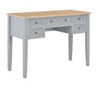 Kaloriko Bureau Gris en MDF et Bois de pin 109,5 x 45 x 77,5 cm avec tiroirs de Rangement, Table secrétaire pour Ordinateur, Bureau d'angle adapté au télétravail, Chambre, Salon, étude