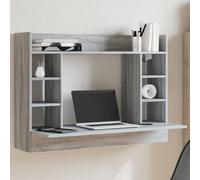 Kaloriko Bureau Mural Sonoma Gris en Bois d'ingénierie 105x48x75 cm avec étagère et Compartiments, Espace de Rangement idéal pour télétravail, Chambre, Salon et Bureau Informatique Gamer