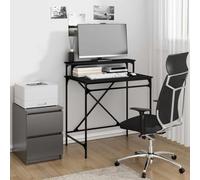 Kaloriko Bureau Noir 80x50x90 cm Bois d'ingénierie et Fer avec étagère, Surface spacieuse pour Ordinateur, Design Industriel, pour télétravail et étude à Domicile