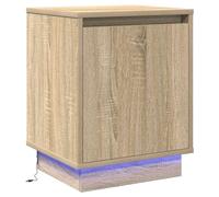 Kaloriko Cabinet de Chevet Chêne Sonoma en Bois d'ingénierie avec Rangement Porte à charnière et éclairage LED USB 39 x 34,5 x 50 cm pour Chambre lit Salon dortoir