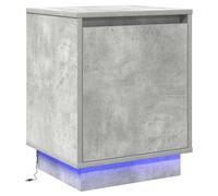 Kaloriko Cabinet de Chevet Gris béton en Bois d'ingénierie 39 x 34,5 x 50 cm avec éclairage LED USB et Porte à charnière pour Chambre Salon dortoir Adulte Enfant Rangement Fonctionnel
