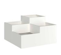 Kaloriko Cache-Pot de Jardin en Acier Blanc 100 x 100 x 48 cm pour terrasse et Balcon, jardinière avec Drainage, bac à Fleurs extérieur Design Moderne, Support pour Plantes et Herbes aromatiques