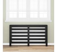 Kaloriko Cache radiateur chêne Noir en Bois d ingénierie 149 x 20 x 82 cm, Cache Tablette intérieur avec Lattes Verticales, Isolation, Chaleur, économie Energie