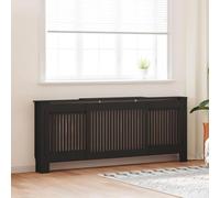 Kaloriko Cache radiateur en Bois d ingénierie Noir, Longueur réglable 142 à 205 cm, Design à Lattes Verticales, étagère déco pour Salon, Entretien Facile