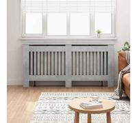 Kaloriko Cache radiateur Gris béton en Bois d ingénierie 172 x 19 x 81,5 cm, Lattes Verticales, Tablette de Rangement, pour Salon Chambre, optimisation de l Espace et Diffusion de Chaleur
