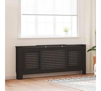 Kaloriko Cache radiateur MDF Noir réglable 205 cm avec Lattes Horizontales, étagère décorative pour Salon, Rangement pour Livres Cadres et Ornements, Finition discrète pour Chauffage intérieur
