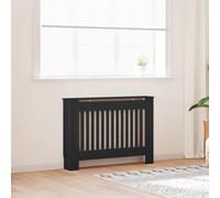 Kaloriko Cache radiateur Noir en Bois d ingénierie 2 pcs 112 x 19 x 81,5 cm avec Tablette, Lattes Verticales, pour Salon Chambre, Chauffage, Isolation, économie Energie, Entretien Facile