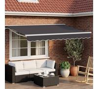 Kaloriko Cadre d'auvent manuel avec LED 3,5 x 2,5 m, polyester résistant aux intempéries avec protection UV, cadre en aluminium revêtu par poudre, extensible avec manivelle, ombre parfaite pour jardin