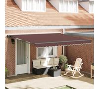 Kaloriko Cadre d'auvent Marron 400 × 300 cm Polyester Enduit PU avec manivelle Manuelle ou télécommande, Structure Semi-Cassette Robuste en Aluminium pour terrasse Jardin Balcon Protection Solaire et