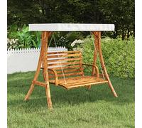 Kaloriko Cadre de balançoire avec toit crème en bois de buisson massif avec finition teck 175 x 101 x 161,5 cm pour balancelle de jardin terrasse balcon