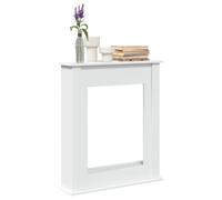 Kaloriko Cadre de cheminée Blanc en Bois d ingénierie 75 x 20 x 87,5 cm, Tablette décorative pour Flamme LED, Protection Murale, Rangement élégant et Ambiance chaleureuse