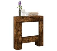 Kaloriko Cadre de cheminée chêne fumé 81x18x82 cm Bois d ingénierie, Accessoire cheminee pour Insert Foyer et Chauffage Granule, Tablette décorative pour Flamme LED, Rangement Salon