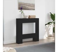 Kaloriko Cadre de cheminée chêne Noir 81x18x82 cm Bois d'ingénierie, Accessoire cheminee, Insert, Foyer, brasero, Chauffage, Granule, Rangement décoratif pour Flamme LED et Tablette Murale Pratique