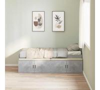 Kaloriko Cadre de lit avec tiroirs, gris béton, 70 x 190 cm, matériau dérivé du bois, lit simple, design moderne, durable, espace de rangement