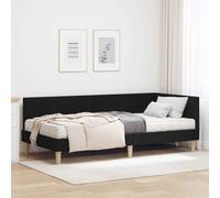 Kaloriko Cadre de lit d'angle, avec matelas, housse en tissu, 204 x 94 x 72 cm, tête de lit murale, support multi-zones, pour chambre à coucher, meuble durable