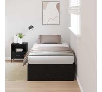 Kaloriko Cadre de lit en chêne noir 70 x 190 cm, lit simple robuste avec espace de rangement, meuble de rangement pour chambre à coucher, meuble en bois durable