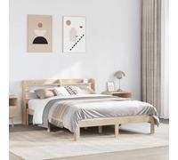 Kaloriko Cadre de lit en pin massif - 140 x 190 cm - Moderne - Avec têtes de lit et étagères - Lit plateforme robuste pour chambre à coucher - Sans matelas