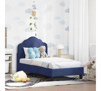 Kaloriko Cadre de lit pour enfant - Bleu police - 70 x 140 cm - Velours robuste - Design bas - Poches de rangement - Meuble durable pour chambre à coucher