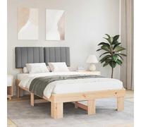 Kaloriko Cadre de Lit Rembourré Gris Clair, Bois de Pin Massif, 201x123x93 cm, Petit Double, Support Lattes Robuste, Chambre