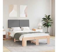 Kaloriko Cadre de Lit Rembourré Gris Clair, Bois de Pin Massif, Tête de Lit Confortable, Support Lattes Robuste, 211x123x93 cm, Chambre Adulte