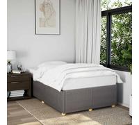 Kaloriko Cadre de lit sans matelas taupe, 120 x 200 cm, en tissu de pin massif robuste, avec sommier à lattes pour un soutien optimal, lit rembourré pour chambre à coucher