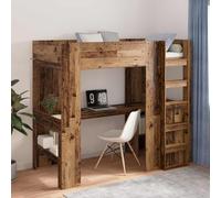 Kaloriko Cadre de Lit Superposé avec Bureau, Bois d'Ingénierie, 90x190 cm, Design Gain de Place Durable, pour Chambre d'Ados, Dortoir