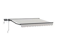 Kaloriko Cadre de Store Manuel avec LEDs Gris Clair et Blanc 3 x 2,5 m, auvent rétractable en Aluminium avec Toile Polyester, Protection Solaire pour Jardin terrasse et Balcon