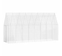 Kaloriko Cage à lapin en acier galvanisé argenté 400 x 100 x 210 cm Enclos pour petits animaux avec toit de protection et sol pour lapins, cochons d'Inde, hamsters, rongeurs, jardin extérieur