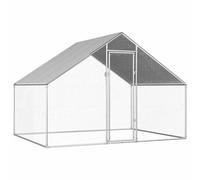 Kaloriko Cage à poulailler d'extérieur en acier galvanisé 2,75 x 2 x 1,92 m avec toit en polyéthylène verrouillable pour petits animaux pour lapins, cochons d'Inde et rongeurs dans le jardin