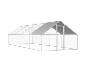 Kaloriko Cage à poulailler d'extérieur en acier galvanisé avec toit en polyéthylène 2,75 x 8 x 1,92 m Grand clapier pour poules, lapins, cochons d'Inde, petits animaux et oiseaux dans le jardin