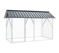 Kaloriko Cage pour Oiseaux Anthracite en Acier galvanisé 227 x 112 x 141 cm volière extérieure, Habitat spacieux avec perchoir, Parc sécurisé pour Perruche, canari, calopsitte et Pinson