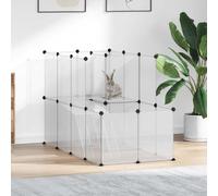 Kaloriko Cage pour Petits Animaux Transparente 142 x 74 x 93 cm en PP et Acier, enclos Pliable avec Plateforme, échelle et Marteau en Bois, pour Lapin Nain, Hamster, Furet, cochons d Inde