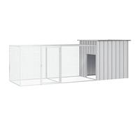Kaloriko Cage pour Poules Gris en Acier galvanisé 300 x 91 x 100 cm avec Cage d Extension, enclos extérieur ventilé pour Poules, Canards, Lapin Nain, Cochon Inde, Furet et Petits Animaux