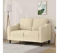 Kaloriko Canapé 2 places en tissu crème avec structure en métal, largeur d'assise 120 cm, confortable rembourré, peu encombrant, pour salon, chambre d'amis, bureau, confortable pour se détendre et