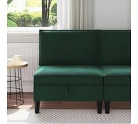 Kaloriko Canapé central avec espace de rangement, en velours vert foncé, 70 x 70 x 82 cm, avec coussin garni de mousse, cadre en contreplaqué durable, peu encombrant, pour salon et bureau, confortable