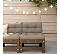 Kaloriko Canapé Central de Jardin Marron Miel en Bois de pin Massif, Structure modulable avec Dossier Confortable, siège 57,5x63,5x60 cm pour terrasse, Balcon ou Patio, élément sectionnel composable