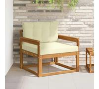 Kaloriko Canapé central d'extérieur en bois d'acacia naturel, résistant aux intempéries, avec coussin, 79 x 83 x 73 cm, module d'extension pour terrasse, balcon, avec coussin, dossier ergonomique