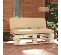 Kaloriko Canapé central d'extérieur en bois de pin imprégné, élément de canapé de jardin résistant aux intempéries avec rembourrage beige, module de salon confortable avec dossier et accoudoirs