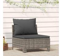 Kaloriko Canapé de Jardin Central en polyrotin Gris avec Coussin Confortable, Structure Acier Robuste, mobilier extérieur léger, idéal pour Balcon, terrasse, Ensemble Patio mobilier