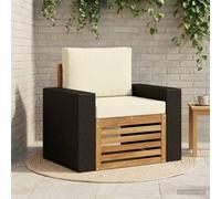 Kaloriko Canapé d'extérieur en Bois d'acacia Massif Naturel modulable avec Coussins crème, Fauteuil et Pouf Angle, élément siège sectionnel pour Jardin, terrasse, Balcon ou Patio détente Lounge Salon