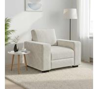 Kaloriko Canapé Fauteuil crème 100x77x82 cm Velours Confortable Structure Robuste idéal Salon Chambre Bureau Design scandinave Moderne Relax Convertible modulable