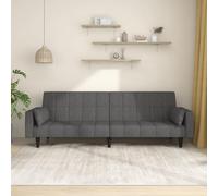 Kaloriko Canapé-lit à 2 Places avec Deux oreillers Gris foncé Tissu Polyester Convertible modulable 220x84,5x69 cm Salon séjour Bureau Studio Couchage Confortable