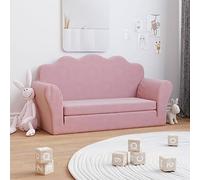 Kaloriko Canapé-lit pour enfant 2 places - Rose - Peluche douce - Lit bébé - Lit d'enfant - Commode à langer - Chaise haute - Parc - Berceau - Lit d'appoint - Armoire - Étagère