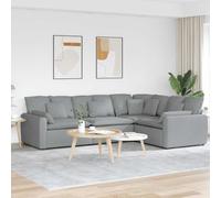 Kaloriko Canapé modulable sectionnel Gris Clair en Tissu Polyester, Structure métal, 4 éléments, 317 x 217 x 64 cm, Coussins d Assise et Dossier, Salon, Accueil Familial, Montage Facile